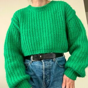 Bright Green Cropped Sweater